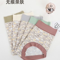 女性用ハイウエストコントラストプリントハイウエストパンツ、通気性のあるシルク素材、シームレスで肌に優しい、女性用パンツ、大きいサイズのブリーフ