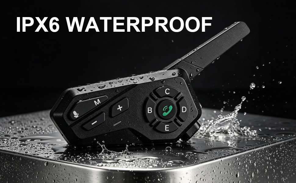 X6 Motorcycle Helmet Bluetooth Intercom 1500m Waterproof IPX6 Stereo Riding Headset