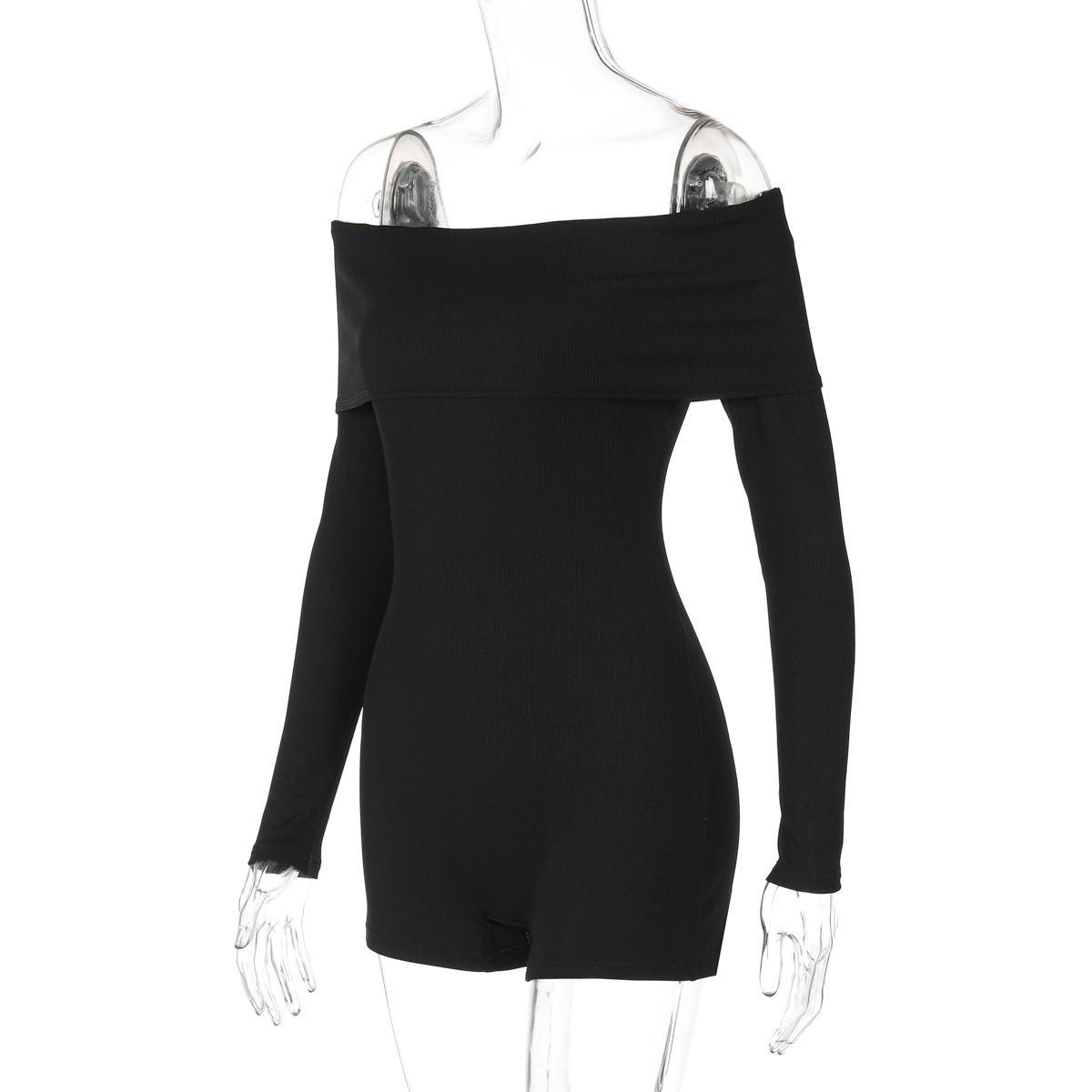 Autumn Sexy Off Shoulder Long Sleeve Knit Casual Jumpsuit