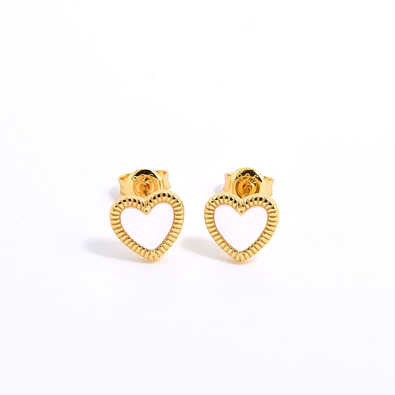 4g Weight 925 Sterling Silver Ear Needle Material Agate, Shell Inlay Material Ear Studs Classification 1 Pair Quantity Holiday, Daily Occasion 925 Sterling Silver Material Heart Shape Pattern Women's Gender Inlay Design Sweet, Simple Style Style 1 Pair 925 Sterling Silver Agate Shell Heart Shape Ear Studs 19