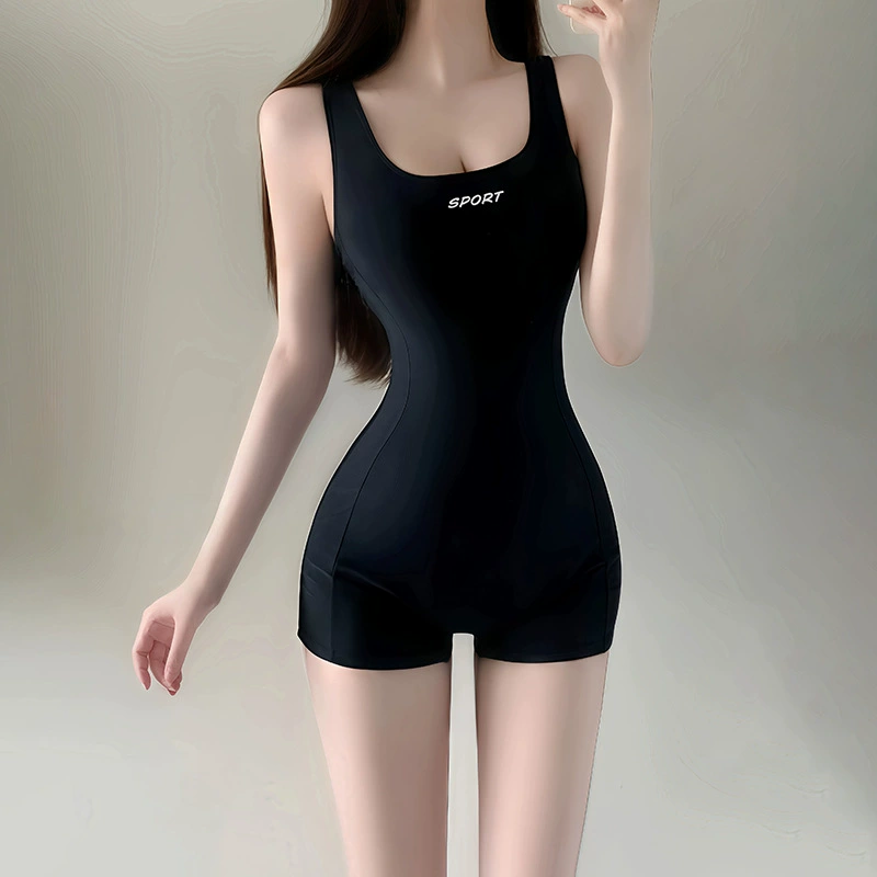 Гоночный боксерский купальник для женщин больших размеров, новый черный консервативный цельный купальник для взрослых, высококачественный профессиональный бассейн, выделенный для плавания