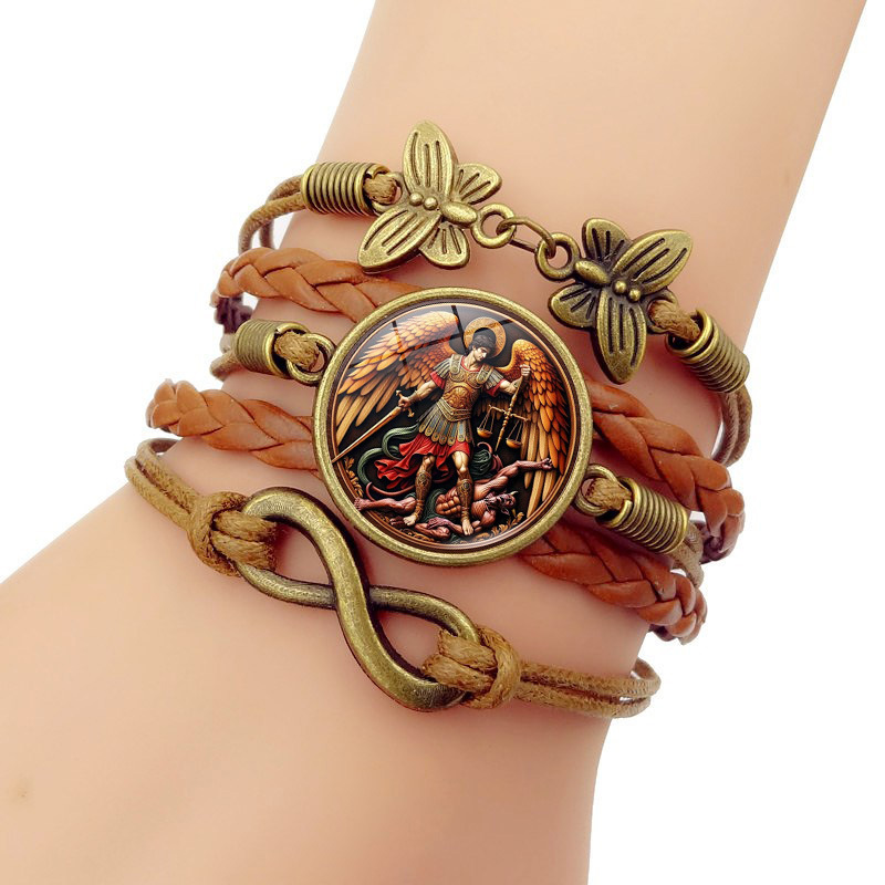 Archangel Michael St. Michael Multi-layer Woven Bracelet European and American Vintage Butterfly Infinity Symbol Bracelet Archangel Michael St. Michael Multi-layer Woven Bracelet European and American Vintage Butterfly Infinity Symbol Bracelet