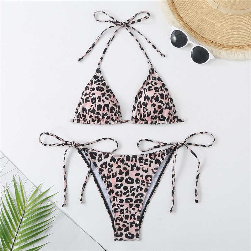 Women's Leopard 2 Pieces Set Bikinis Swimwear display picture 3