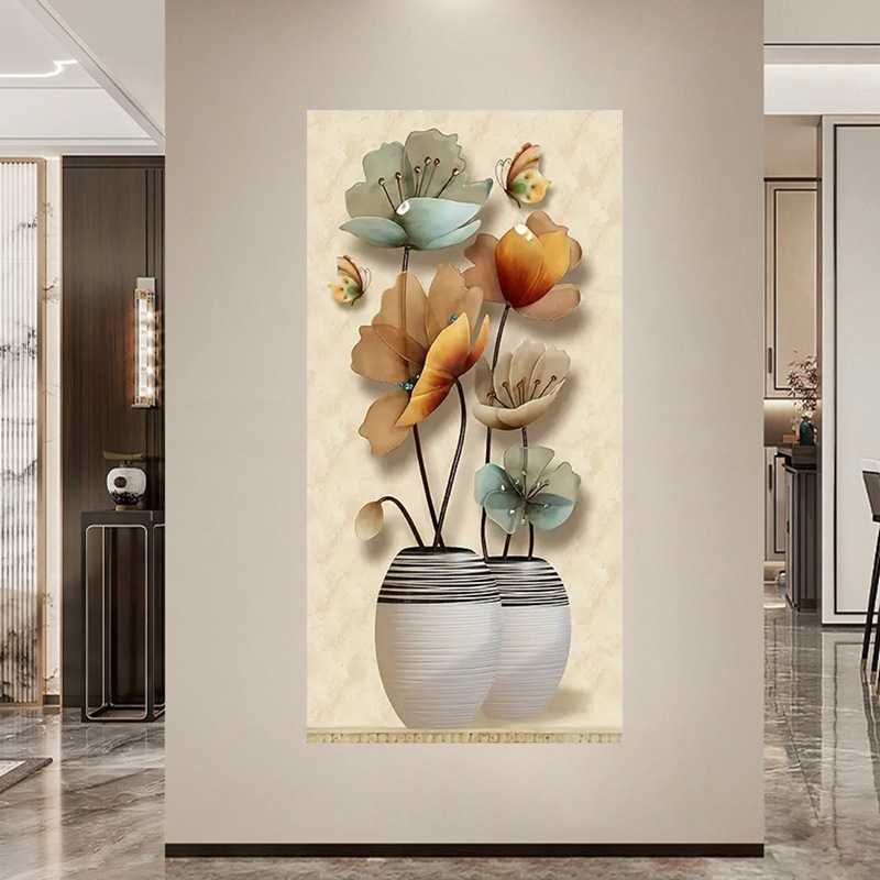Vintage Butterfly and Flower Pot Oil Painting (4).jpg