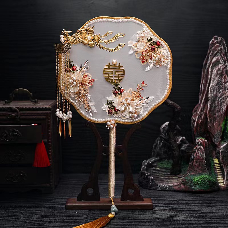 Tuanfan ancient style bride Xiuhe knot wedding Chinese Xiuhe dress fan Chinese style DIY