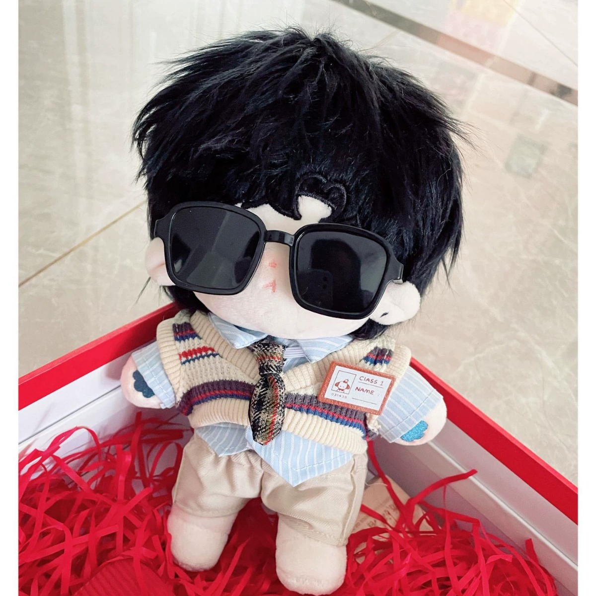 Новые хлопковые кукольные очки, повседневные элегантные, универсальные 8cm квадратные маленькие очки, очки в прозрачной оправе и солнцезащитные очки.