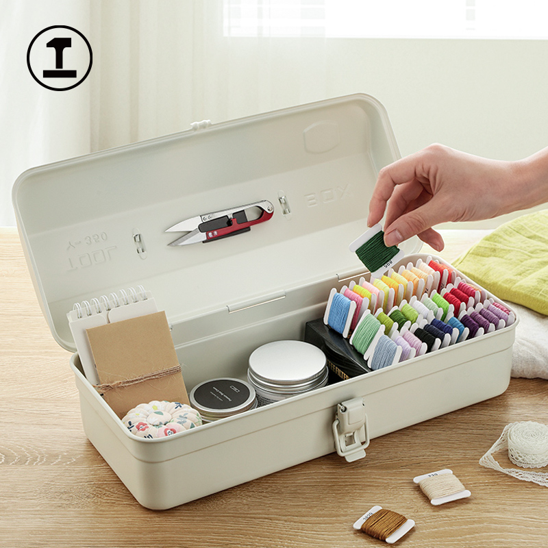 Naigong caja de hierro pequeña caja de herramientas fina japonesa caja de almacenamiento blanca ins caja de hierro doméstica portátil reparación de hardware de automóviles