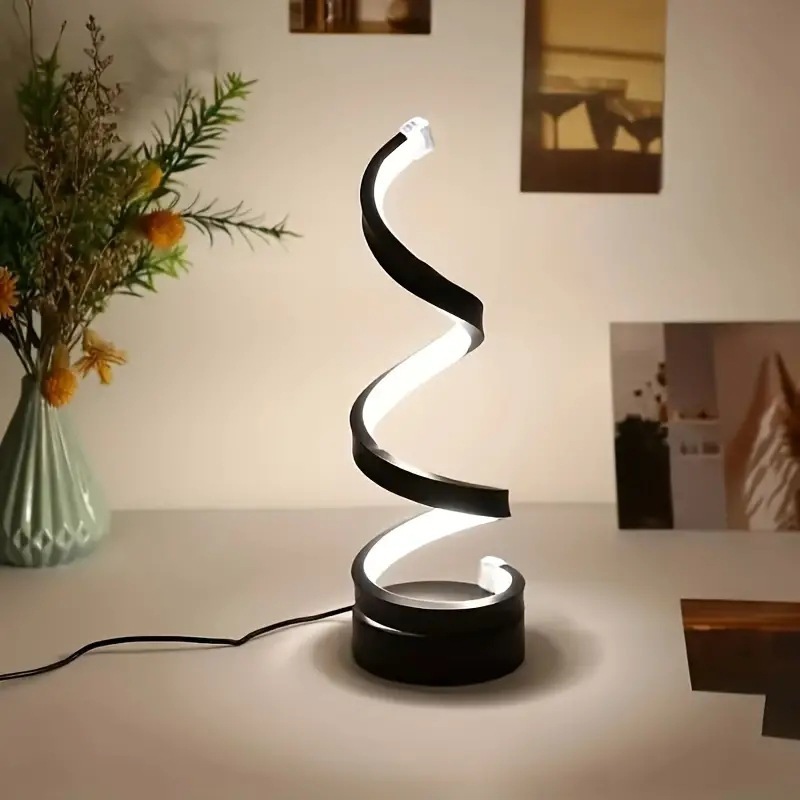 Exclusive For Cross-border E-commerce: Modern Spiral Simple And Adjustable LED Table Lamp, USB-powered, Eye-protective_voghion.com