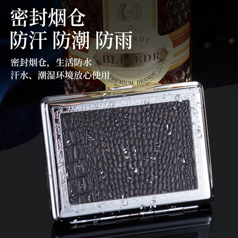 新しいタバコ箱空箱厚い中型 20 個男性ポータブルハイエンド金属革タバコホルダーレトロタバコ箱卸売|undefined