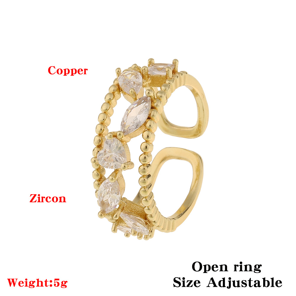 Simple Fashion Style Copper Micro-inlaid Zircon Geometric Diamond Ring display picture 1