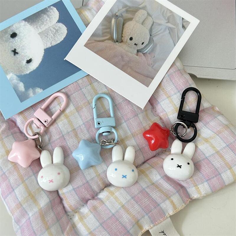 Miffy Rabbit Star Keychain Soft Cute Girly Heart Pentagram Cartoon Bag Pendant Best Friend Gift