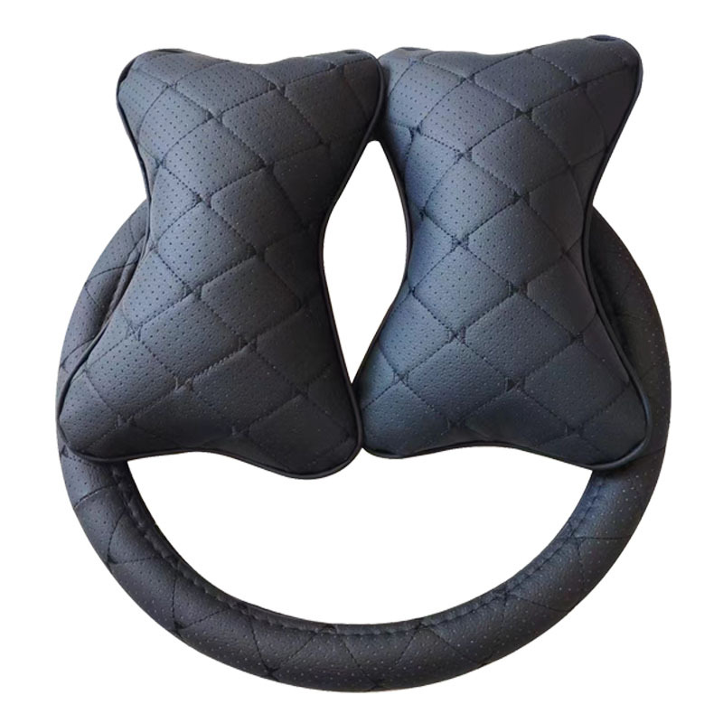 方向盘套防护用品汽车枕头护理用品颈枕骨头枕 方向盘套枕头套装