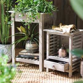 复古木质多功能花架花台装饰组合多层收纳架花园阳台杂货zakka