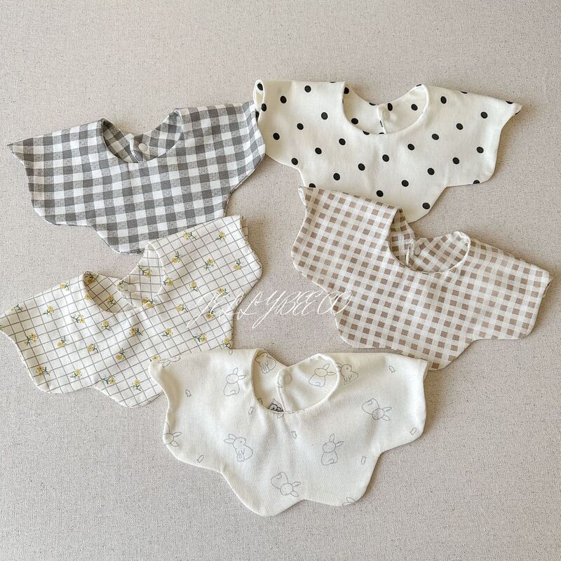 South Korea Ins Baby Bib Baby Petal Sipple Newborn Bib Class A Cotton Spring and Summer Thin 0-1-2 Years Old