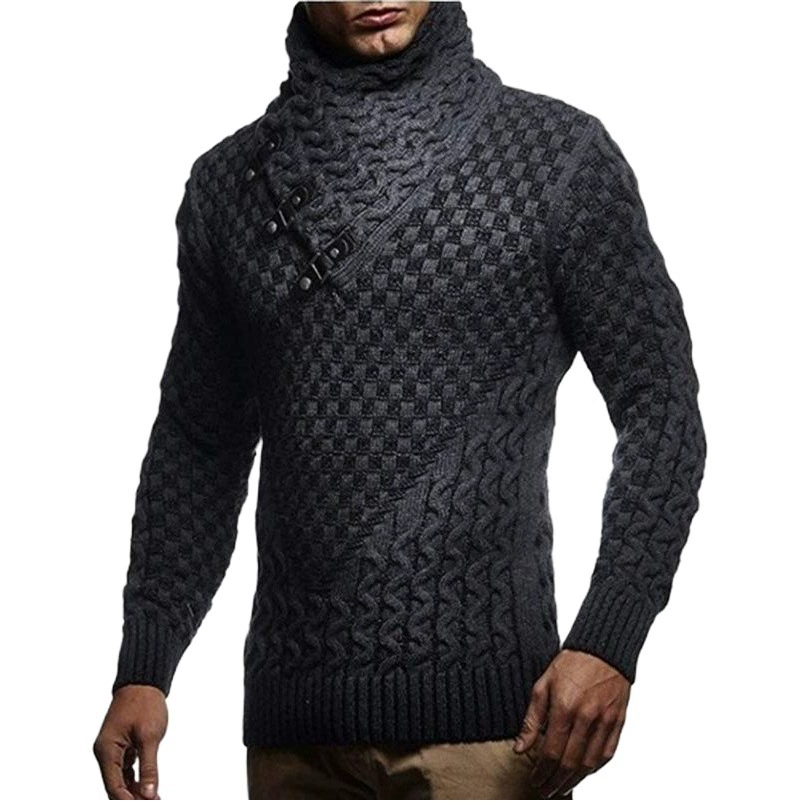 Желаю AliExpress Amazon Высокий воротник европейский и американский мужской шарф кожаный пуловер воротник с пряжкой вязаный свитер для мужчин