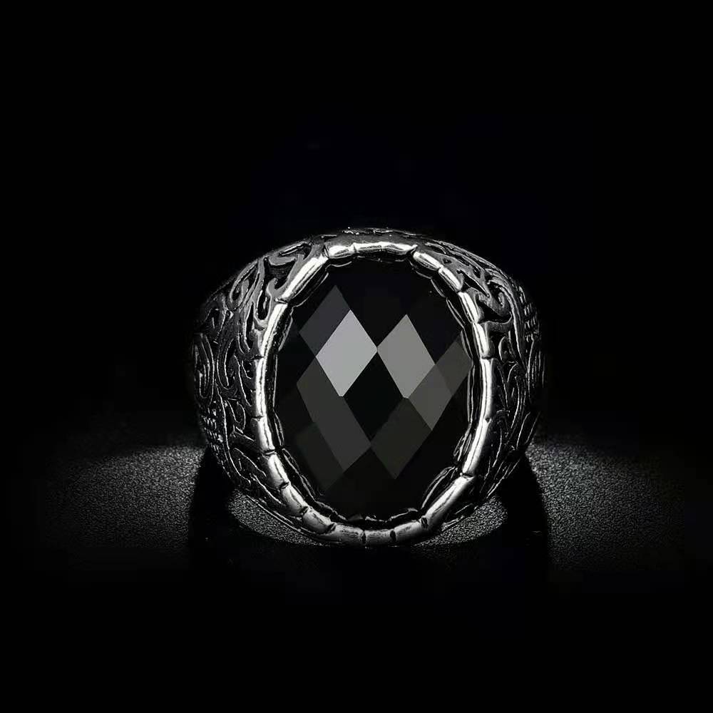 Retro Geometric Alloy Plating Inlay Resin Men's Rings display picture 6