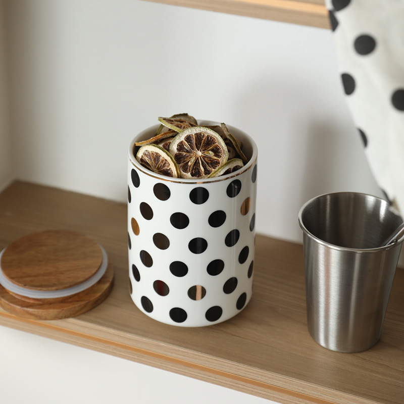Tarro sellado de estilo INS minimalista moderno con tapa, tarro de almacenamiento de cerámica, caja de almacenamiento para café, flores, té, dulces y pieza decorativa.