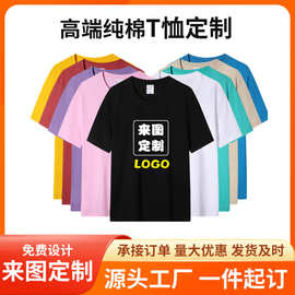 圆领短袖男t恤印logo纯棉短袖广告衫文化衫工作服订做衣服团建T恤