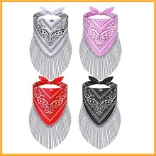 单身派对迪斯科派对方巾 腰果花仿钻石流苏方巾 复古嘻哈派对装饰