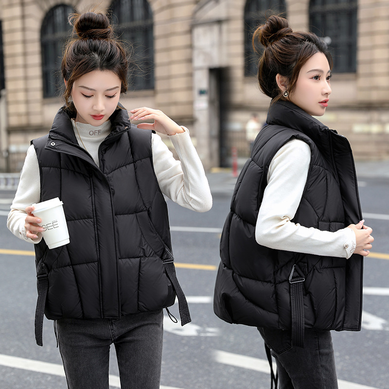 Chaleco de algodón de pluma para mujeres 2024 otoño y invierno nuevo estilo coreano de algodón suelto hombro collar chaleco de algodón chaleco de caballo abrazadera chaqueta image 8