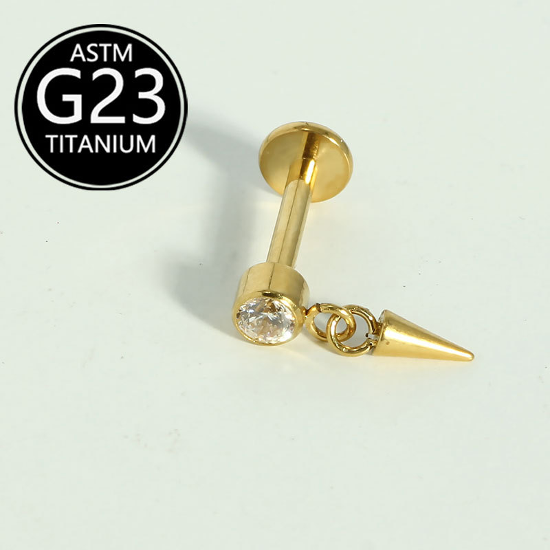 F136 Titanium 2025 New Model Piercing Earrings - Ear Bone Studs, Lip Studs, Water Drop Pointed Cone Pendants 16G detail image 7