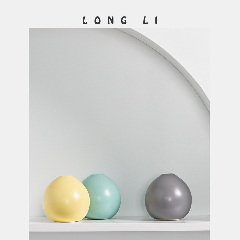 Longli Ceramic Vase with Ins Minimalist Style, Dry Flower Vase, New Chinese Style, Light Luxury Living Room Entrance Home Decor