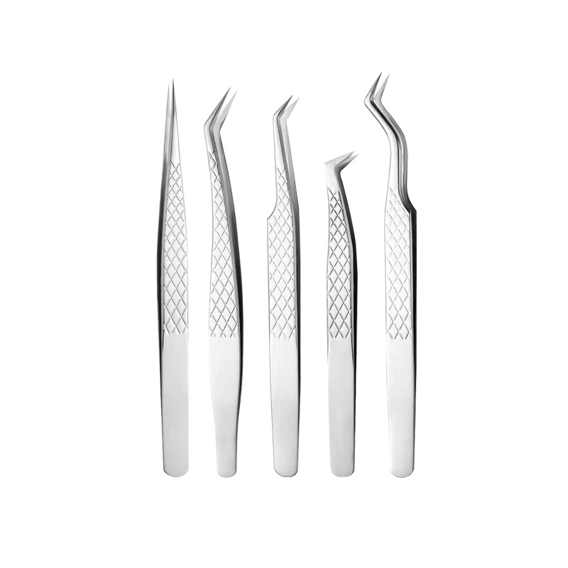 Pinzas de clip de pestañas injertadas en el sitio transfronterizo, pinzas de clip de pestañas de acero inoxidable, herramientas de belleza de clip de plumas de oro, pinzas de malla