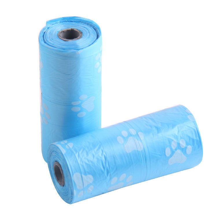 Mascota bolsa de basura impresión huellas perro 15 rollos multi-color pick-up bolsa de reemplazo combinación en stock al por mayor