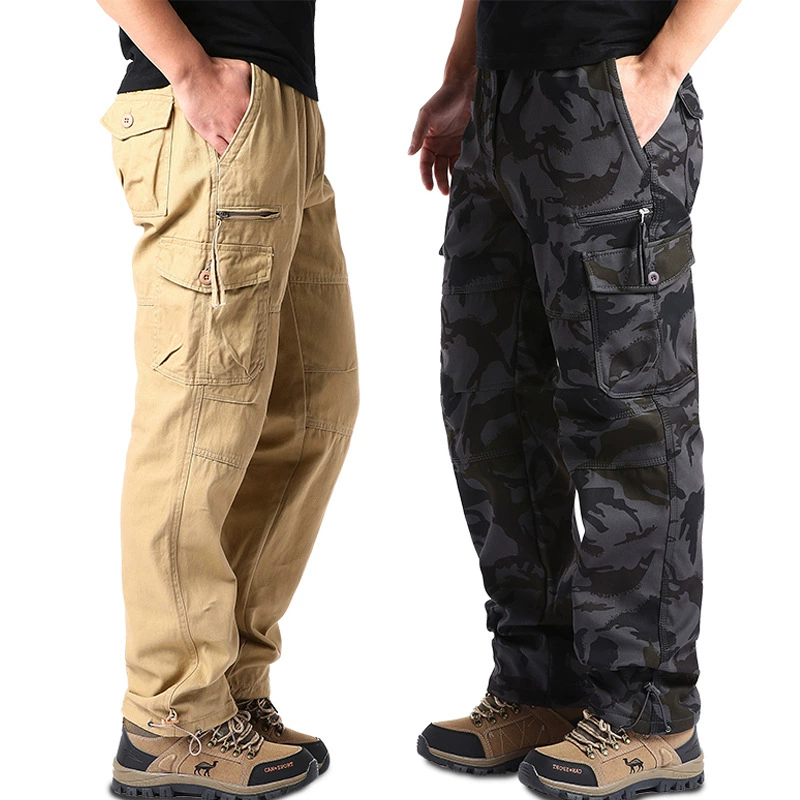 Мужские хлопковые износостойкие комбинезоны, повседневные брюки, свободные тактические брюки, рабочие брюки, уличные прямые брюки с несколькими карманами для мужчин