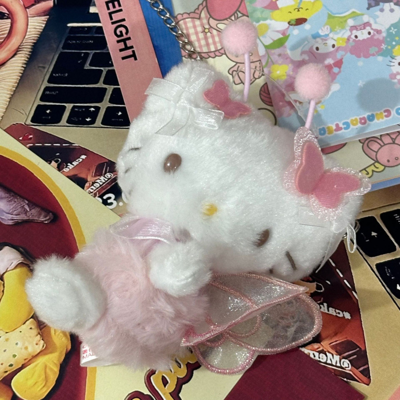 黑色草帽kitty帽宝宝挂件爱心扣公仔玩偶可爱赫本风挂饰钥匙扣|undefined