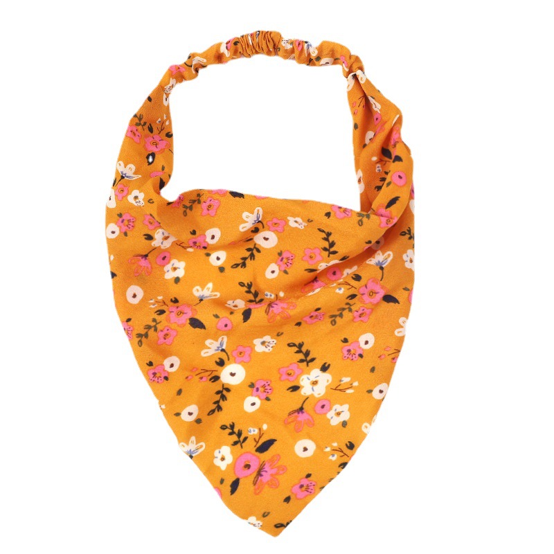 Chiffon Floral Headband Rose Flower Triangle Headscarf For Women_voghion.com