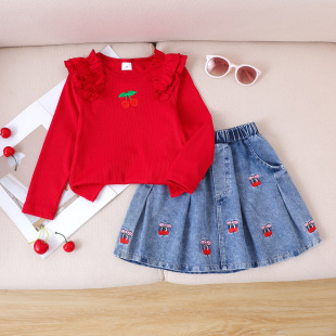 Children's clothing  SHEIN�羳Ůͯ���b�tɫ�L������+�{ɫ��ȹ