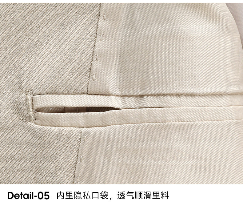 Bộ vest nam dáng ôm cổ ve khuyết hai hàng khuy phong cách Hàn Quốc — 2808 màu cà phê, 2809 kaki chi tiết 24
