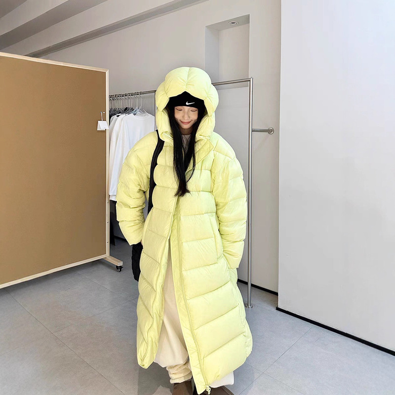 White Duck down Ultra-Lightweight Octopus Hat Cloud Puff 2025 New Long Over-The-Knee Thickened Warm Women's down Jacket