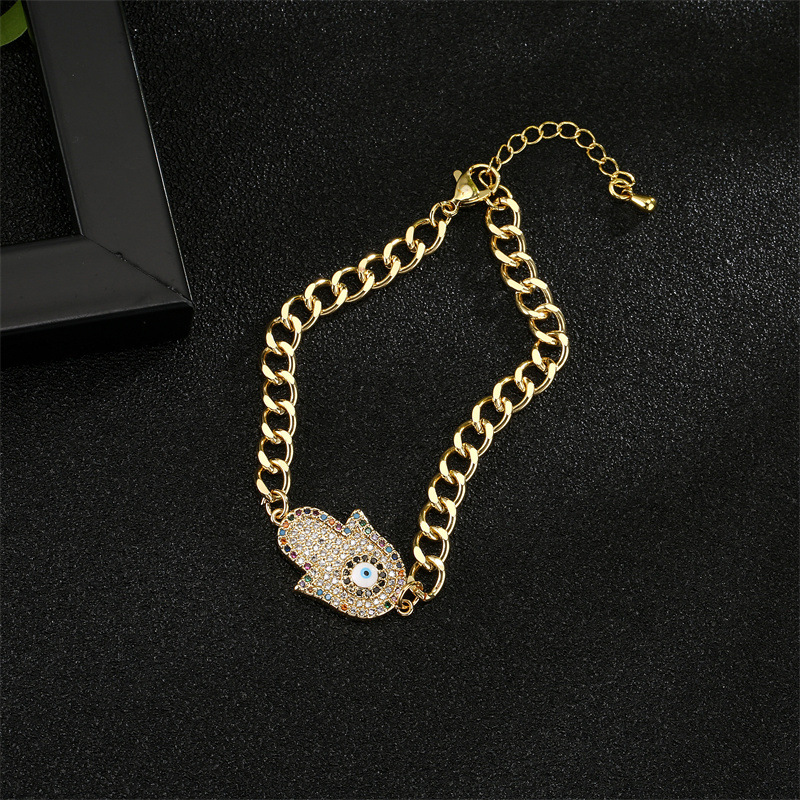 Fashion Palm Copper Bracelets Plating Zircon Copper Bracelets