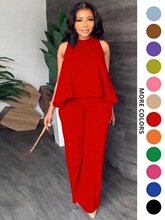 R 89055 Sleeves Top and Wide Leg Pants �o�������Lѝ