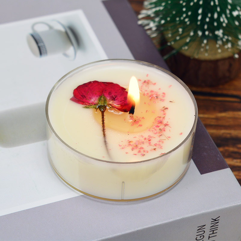 Bougie d'aromathérapie longue durée, parfum floral éternel, rose séchée, style créatif et intemporel, fabriquée à la main._voghion.com