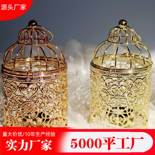 Light luxury scented candle holder, candle container, decorative candle stand, high-end wrought iron hollow-out decoration candle holder, candle tray