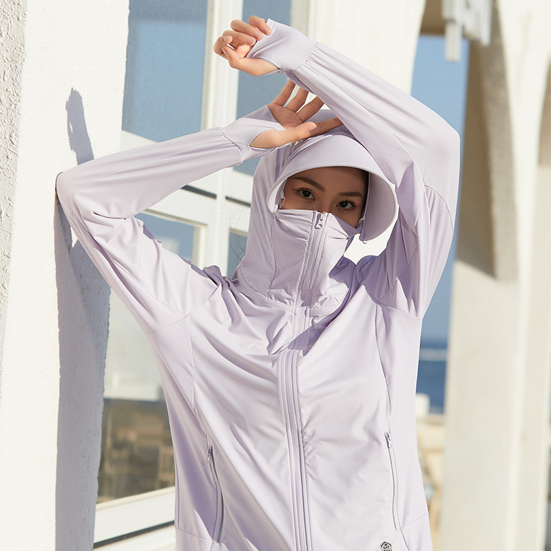 Ropa de piel fina tejida de seda de hielo para hombres y mujeres de verano elástico Delgado fresco a prueba de UV ala ligera ropa de pesca a prueba de sol