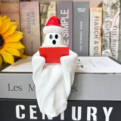 クロスボーダーハロウィンゴースト樹脂像かわいい読書ゴーストホームデスクトップ装飾クリスマス帽子ホリデーギフト