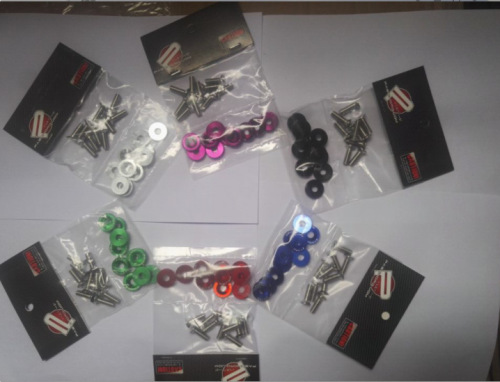 10 screws for car modification, including decorative license plate holder screws, car washers, screws, and washers