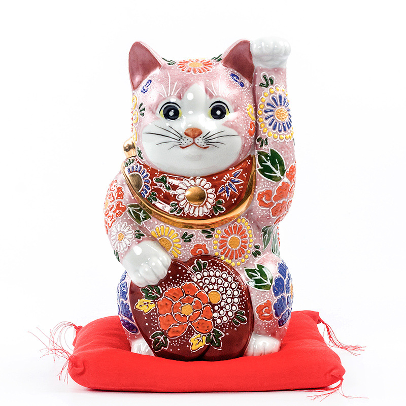 작은 판(핑크) 행운의 고양이, 높이 22cm