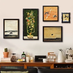 法式復古客廳組合裝飾畫高級感沙發背景牆掛畫小眾藝術壁畫