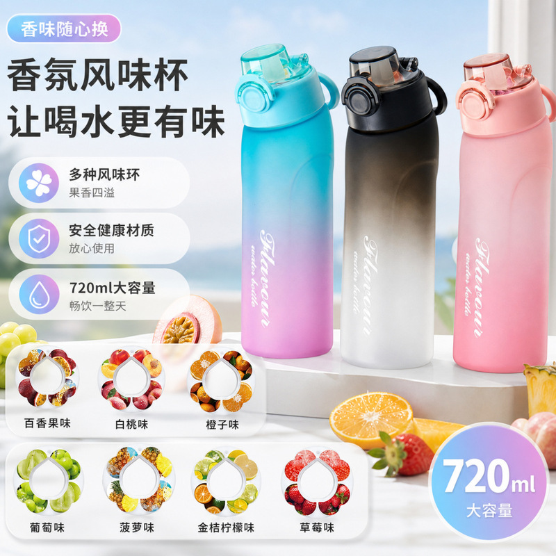 For Water: Air Playful Fruit-Flavored Water Bottle, Frosted Gradient, 0 Sugar, 0 Calories, Scented Ring, Straw Water Cup For Water: Air Playful Fruit-Flavored Water Bottle, Frosted Gradient, 0 Sugar, 0 Calories, Scented Ring, Straw Water Cup