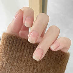 Simple white edge jelly powder nail polish S size removable jelly gel manicure nail polish short style wearable nails wholesale