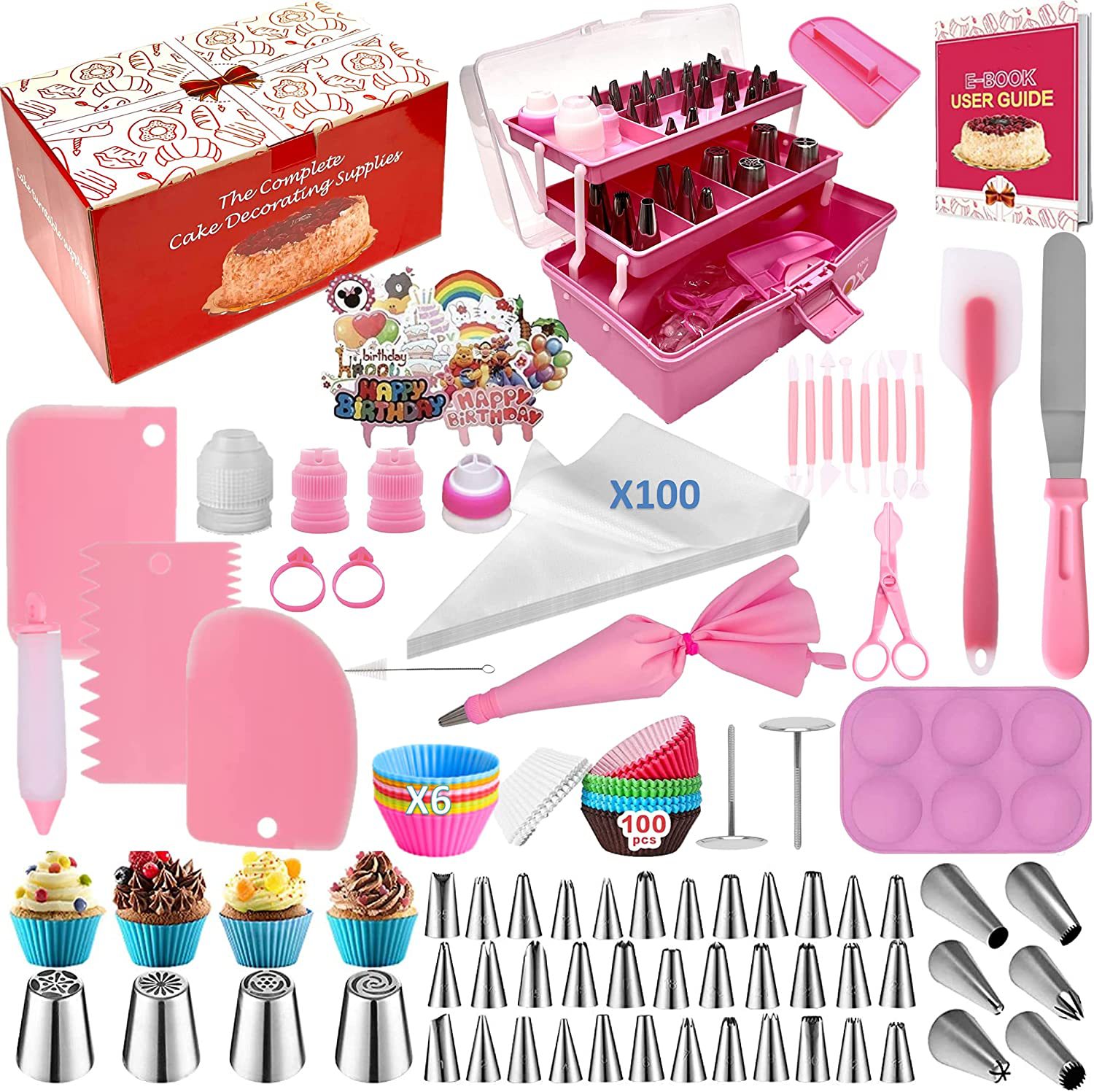 Amazon Venta caliente 337 piezas para hornear pastel suministros decoración de la torta boca decoración bolsa de herramientas para hornear traje