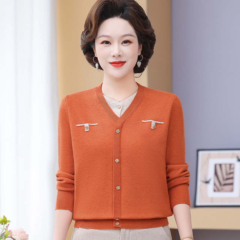 新款年轻妈妈装毛衣宽松中老年女士打底衫套头女式针织毛衫上衣|undefined