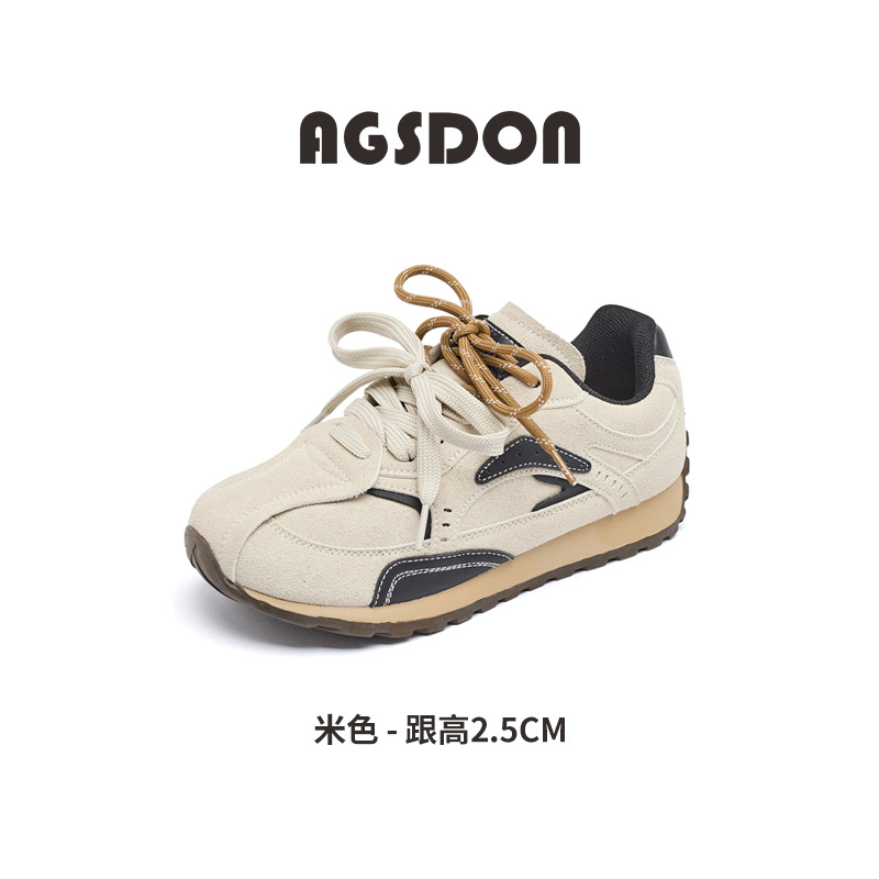 Augu Shi Deng marrón zapatos de entrenamiento para mujeres 2025 nuevo otoño enorme hermoso ballet Gump zapatos casuales