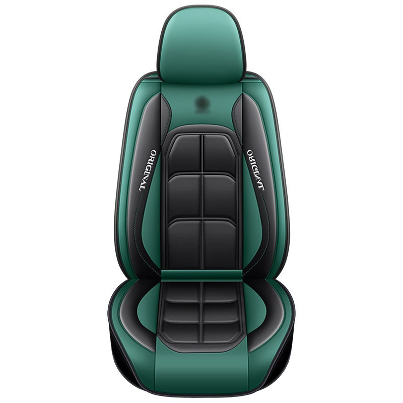 Universal Full Surround Car Seat Cushion Four Seasons Universal Leather Car Seat Cover (Seat cushion, seat cover) - dark-green