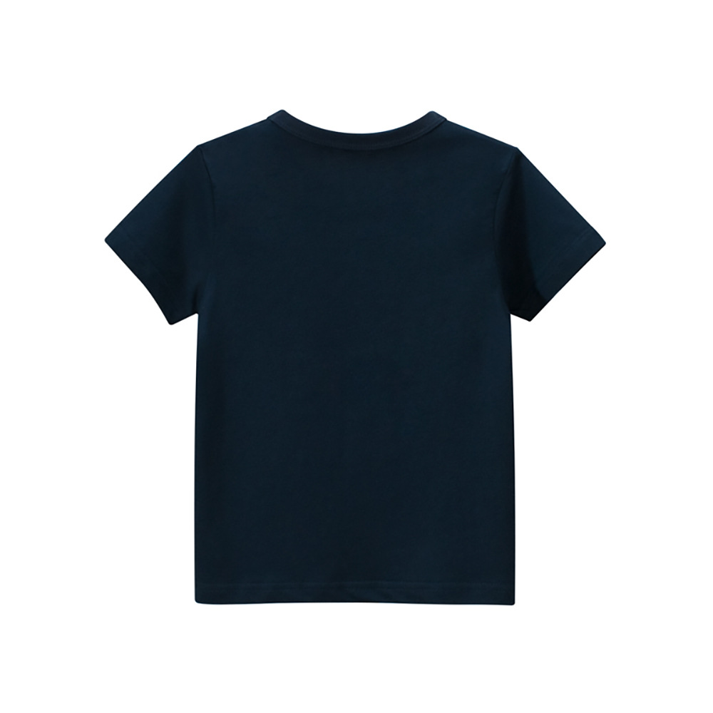 27kids ropa para niños transfronterizos camiseta de manga corta para niños 2025 verano nuevo estilo camisa de fondo de cuello redondo para niños cabello de una pieza